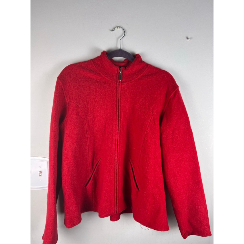Women's Drapers & Damon's Petite Red Wool Full Zip Jacket XLP Quiet Luxury